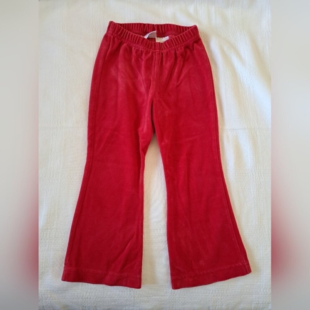Hanna Andersson girls size 90 or 3T red velour pull on pants VGUC
